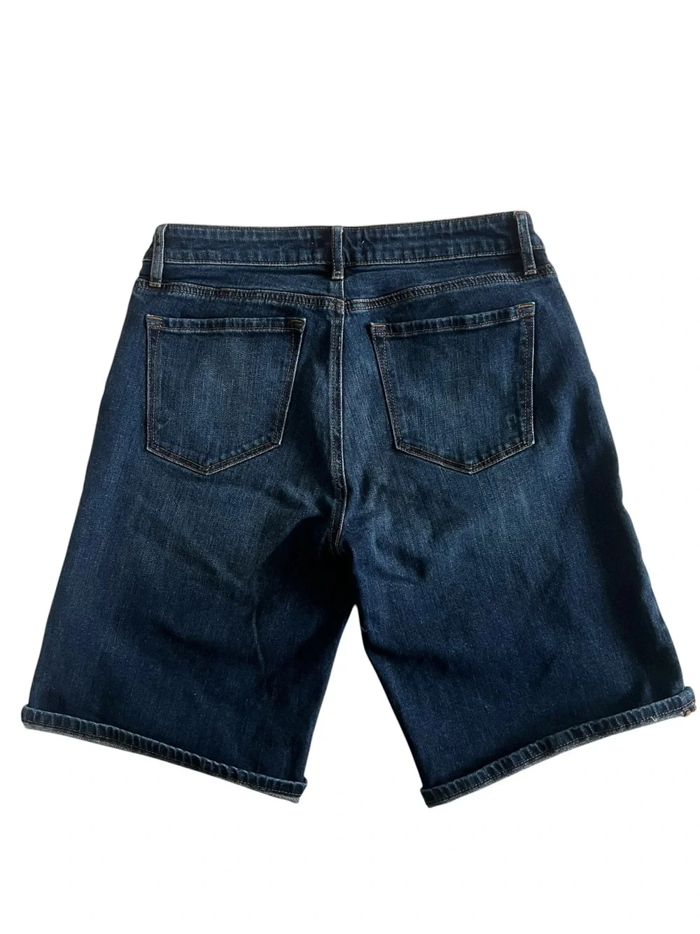 LOFT Dark Wash Denim Cuffed Bermuda Shorts Long Shorts Summer Style Size 27 / 4 - Picture 3 of 8